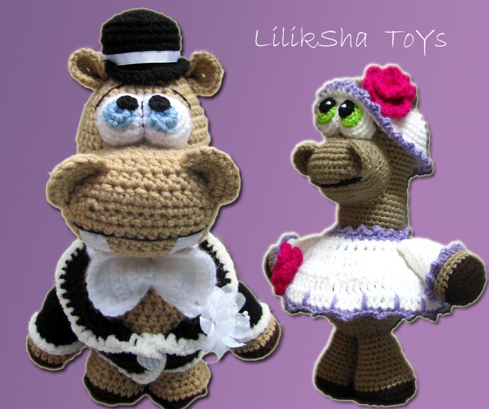 Amigurumi Patterns - Lady Hippo and Gentleman Hippo.