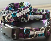Dog Collar: Green, Black, Aqua Dot Dog Collar
