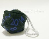 Black and Blue D20 Gamer Dice Bag (Small), Dungeons and Dragons, D&D, gamer, coin purse bag, geek, tabletop gaming