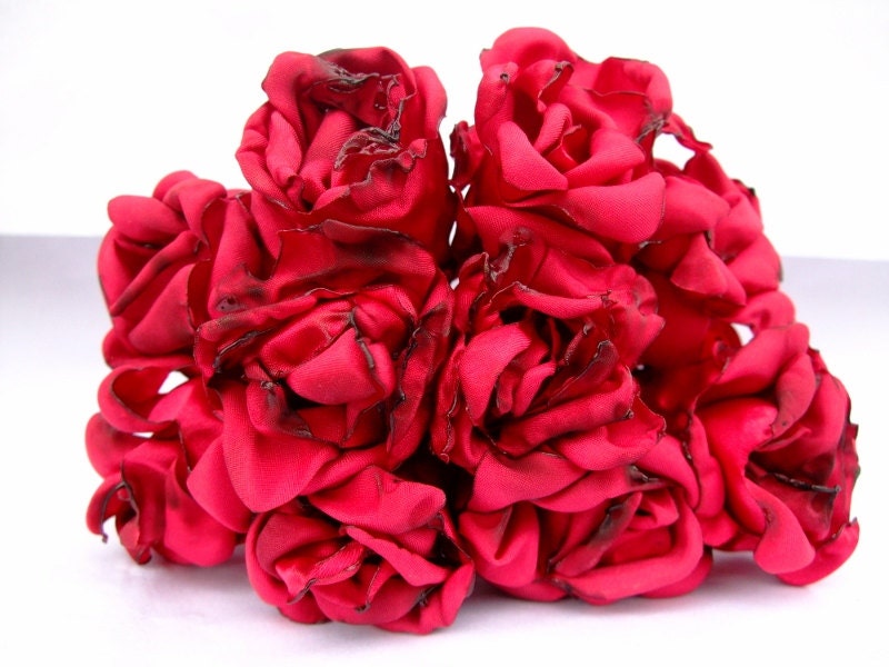 Wedding Bouquet, Wedding Flowers, Boutonnieres, Red, Tea Stained baby blue, golden yellow, and pink flowers, Handmade, made to order