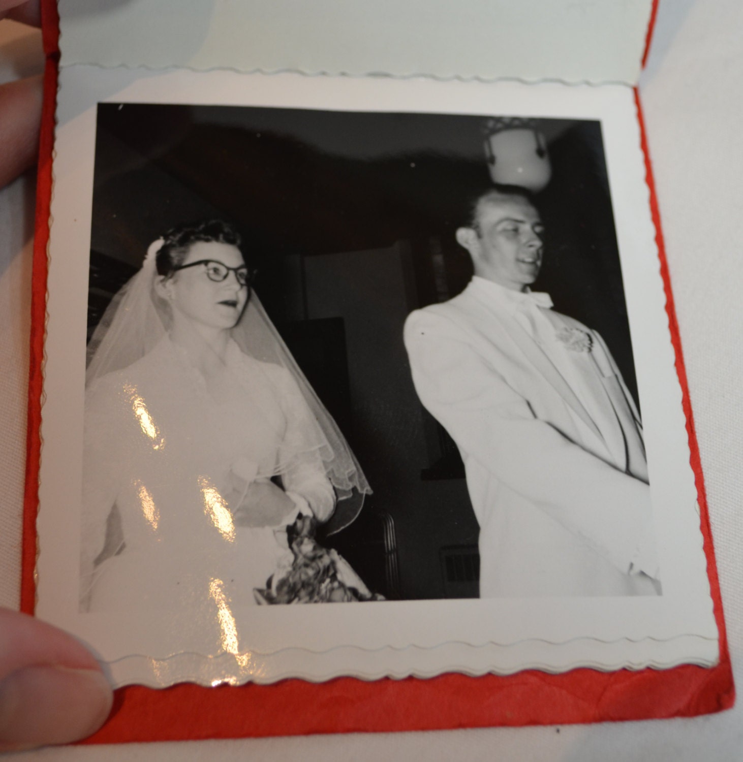 Vintage 1950s DOUBLE WEDDING Photo Album Black and White 12 Photos