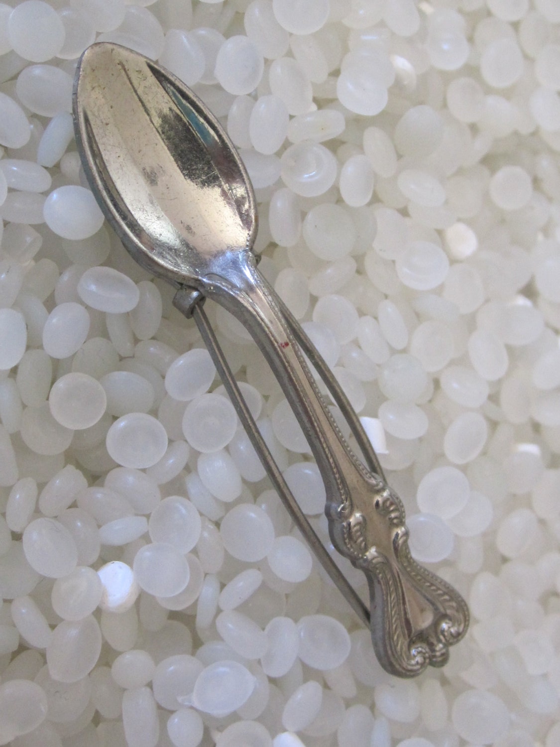 vintage barrette mini silver spoon