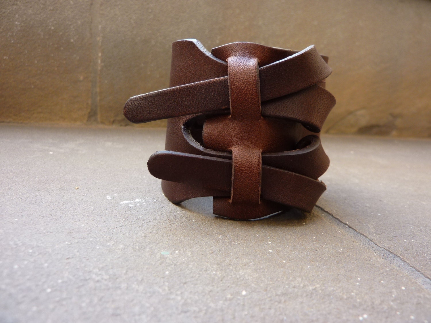 Double Cuff in Dark Brown by Muse 2 inches