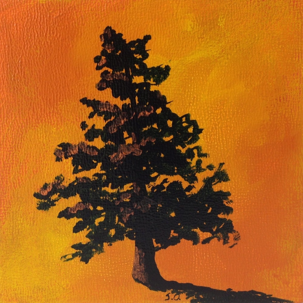 Tree Silhouette Block 51 - Original Acrylic Painting