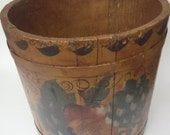 Old Wooden Bucket Jean Dewey Folk Artist Large Handpainted Tole