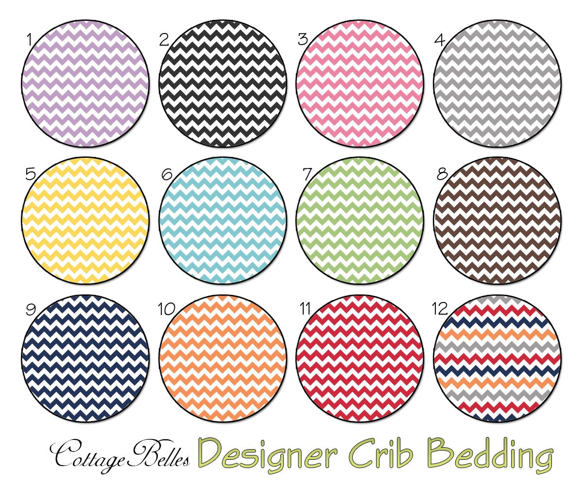 Crib Sheet  or Toddler Bed Sheet - Small Chevron - Lavender Pink Gray Yellow Aqua Green Orange  by Cottage Belles