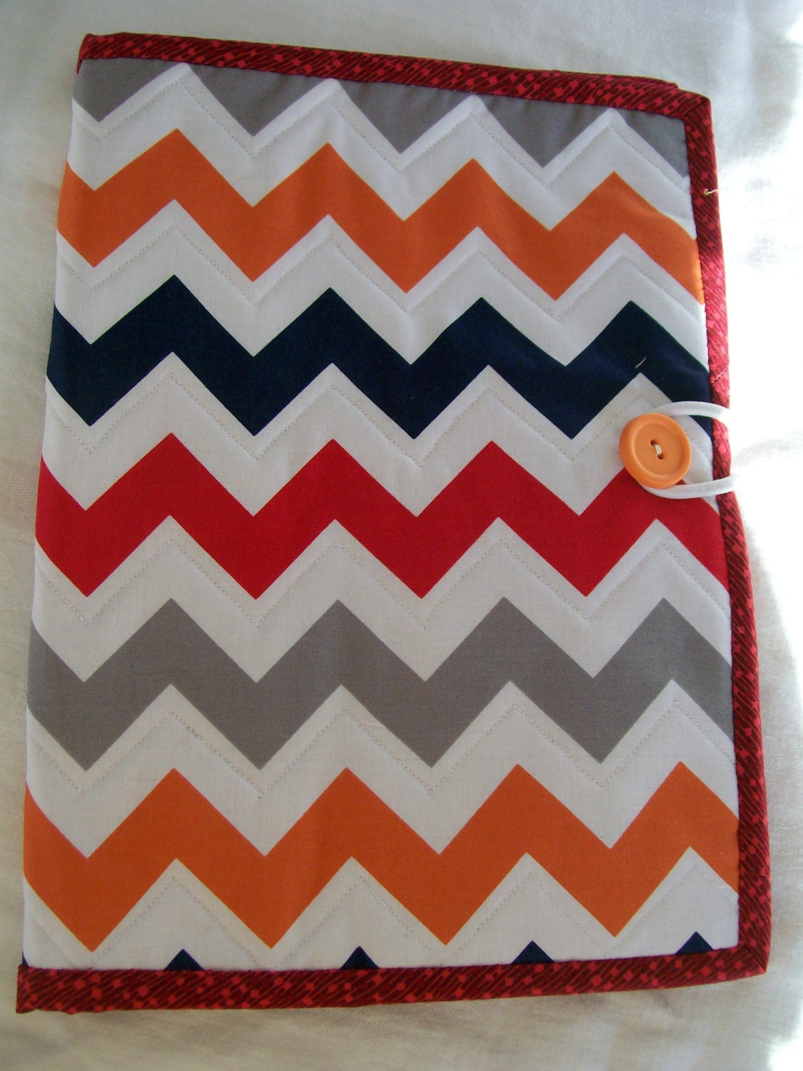 ORANGE, RED and Gray CHEVRON Notebook Cover