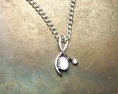 Cubic Zirconia  Necklace - Cubic Zirconia  Pendant -Solitaire - Prong setting Sterling Silver - Cubic Zirconia gemstone- chain - small