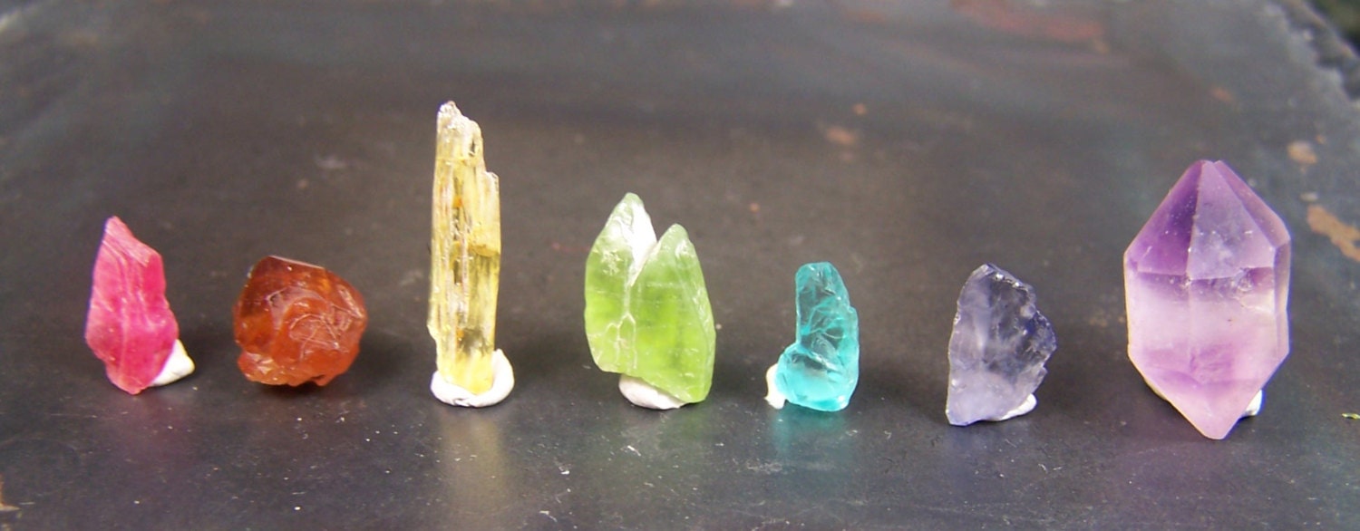 Wire wrap crystal lot Rhodonite Spessartite Garnet Heliodor Peridot Electric Blue Apatite Iollite Double Terminated Amethyst