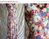 Sale 30s Dress // 40s Dress // Vintage 1930s 1940s Floral Summer Maxi Dress Size M