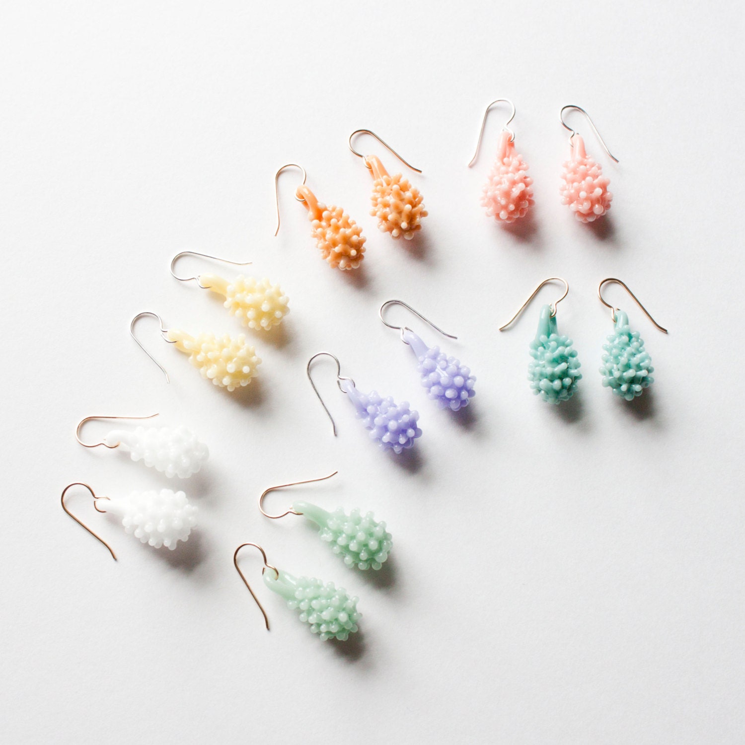 Glass Cluster Ball Earrings - Opaque Pastels