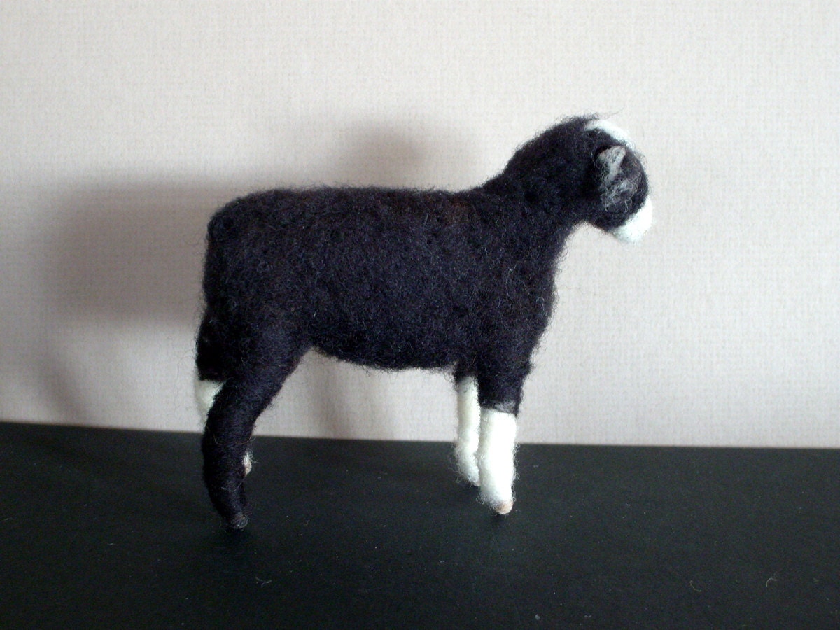 black sheep needle felted mini sculpture