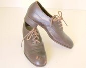 Antique Boys Oxford Brown leather Shoes Edwardian
