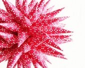 Handcrafted Polish Star Ornament Raspberry Pink White Polka Dot Star Urchin Handmade Japanese Paper - 4 inch - Cherry Blossom