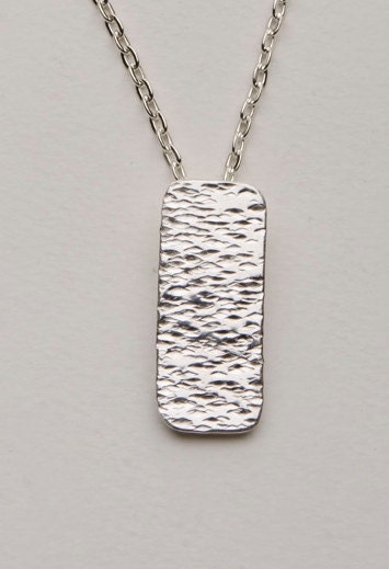 Hand hammered Ocean inspired sterling pendant