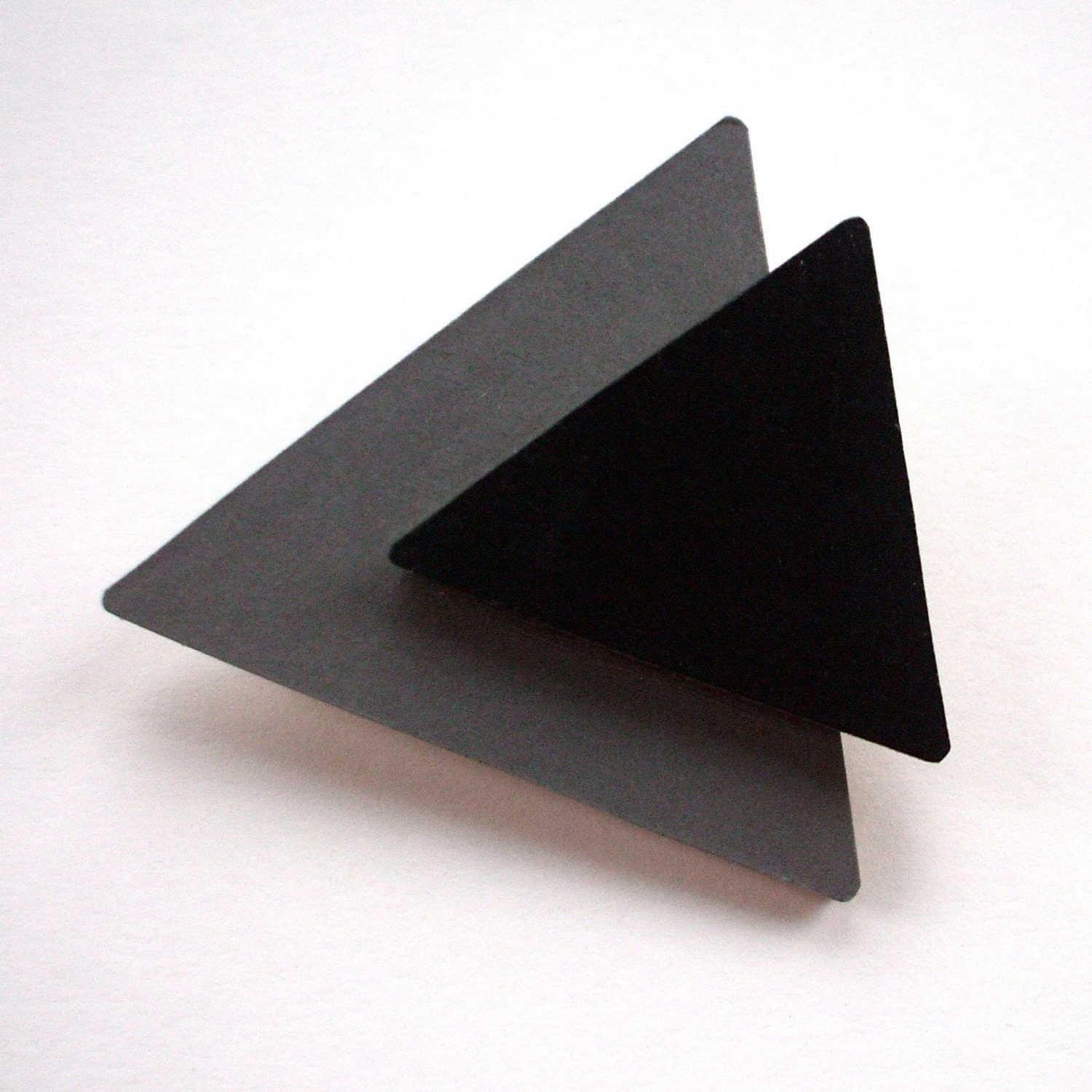 Wooden Aztec Brooch - 'Thorn' - Tribal Brooch - Colour Block  - Arrow Head Brooch -  Double Triangle Brooch - Black and Grey