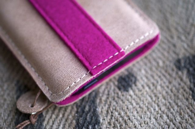 HTC One Organic  Leather Sleeve / Case - "Pretty In Pink"