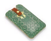 Leather iPhone / new iTouch Case - Emerald green lace