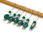 Knitting Stitch Markers Set, Snag Free, DIY Knitting Tools, Green, Silver Stars, Gift for Knitter, Craft Supplies, TJBdesigns