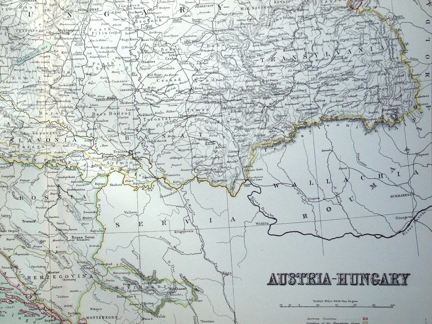 1890 Large Two-Page Special Library Edition Antique Map of Austria-Hungary