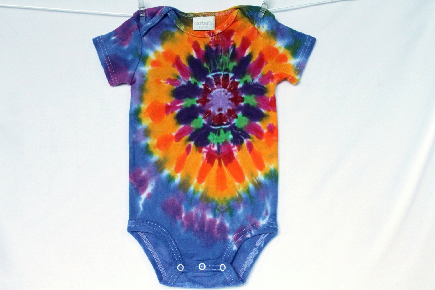 Children Baby Onesie 3 - 6 months Tie Dye Red Golden Sky Blue Lilac Orchid Periwinkle Short Sleeve annthenbaby