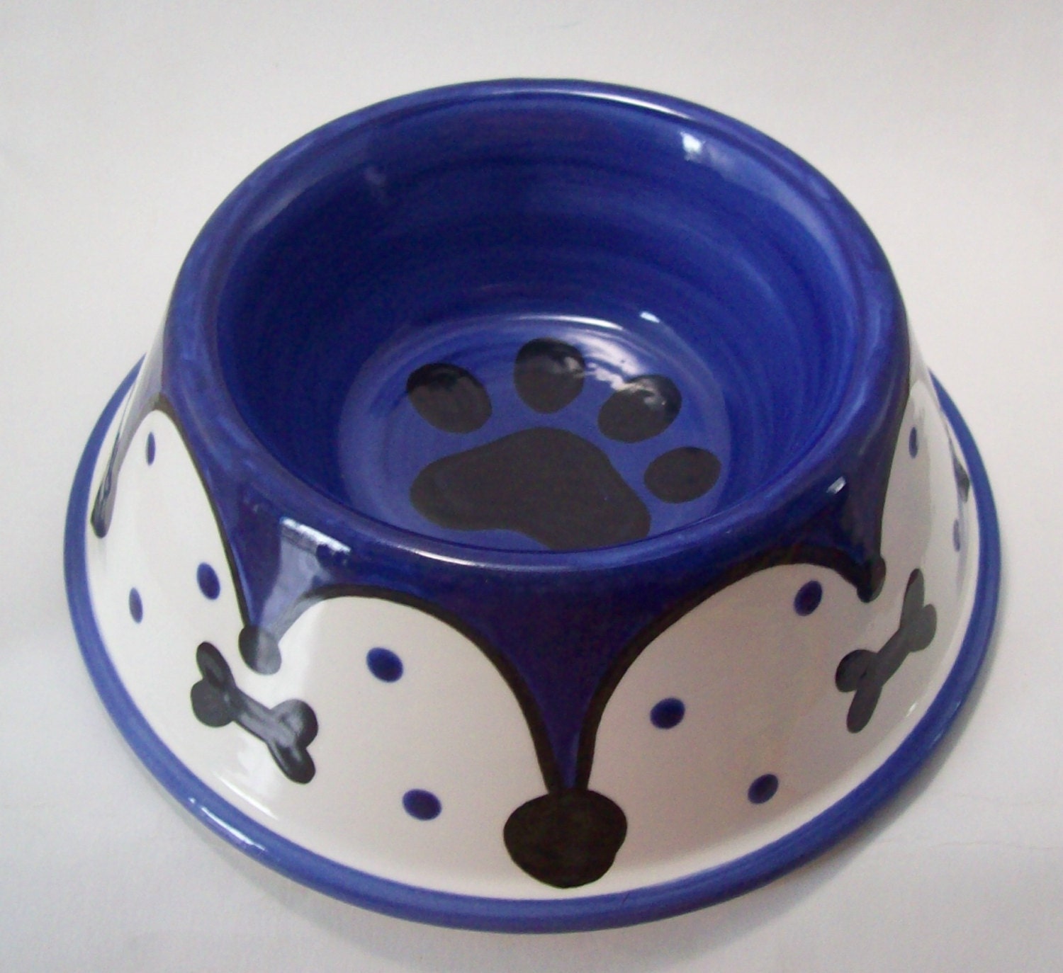 Feed Your Dog in Style Dog Bowl - Blue Jester SMALL- Ready to Ship