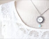 Believe.  Antique silver inspirational charm necklace.  Filigree and Amazonite gemstone.  Mothers Day Gift.