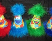 Sesame Street Elmo, Cookie Monster, Oscar, Grover Custom Birthday Party Hat 1st Birthday