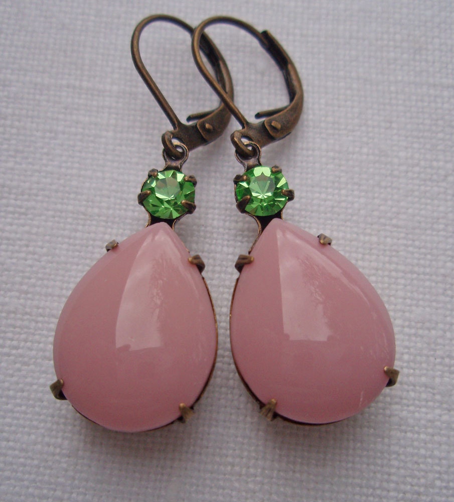 Spring Fashion Pink Earrings Jewelry Bridesmaids Gift Wedding Estate Style For Her  MAYFAIR Confection