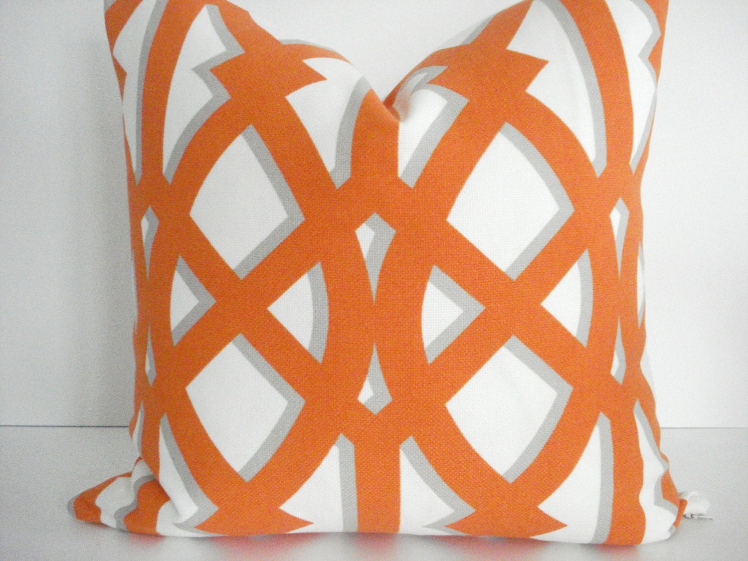 PKaufman -ELTON- Decorative Designer Pillow Cover-Orange -Coral - Orange - Grey-White-Throw/Lumbar Pillow