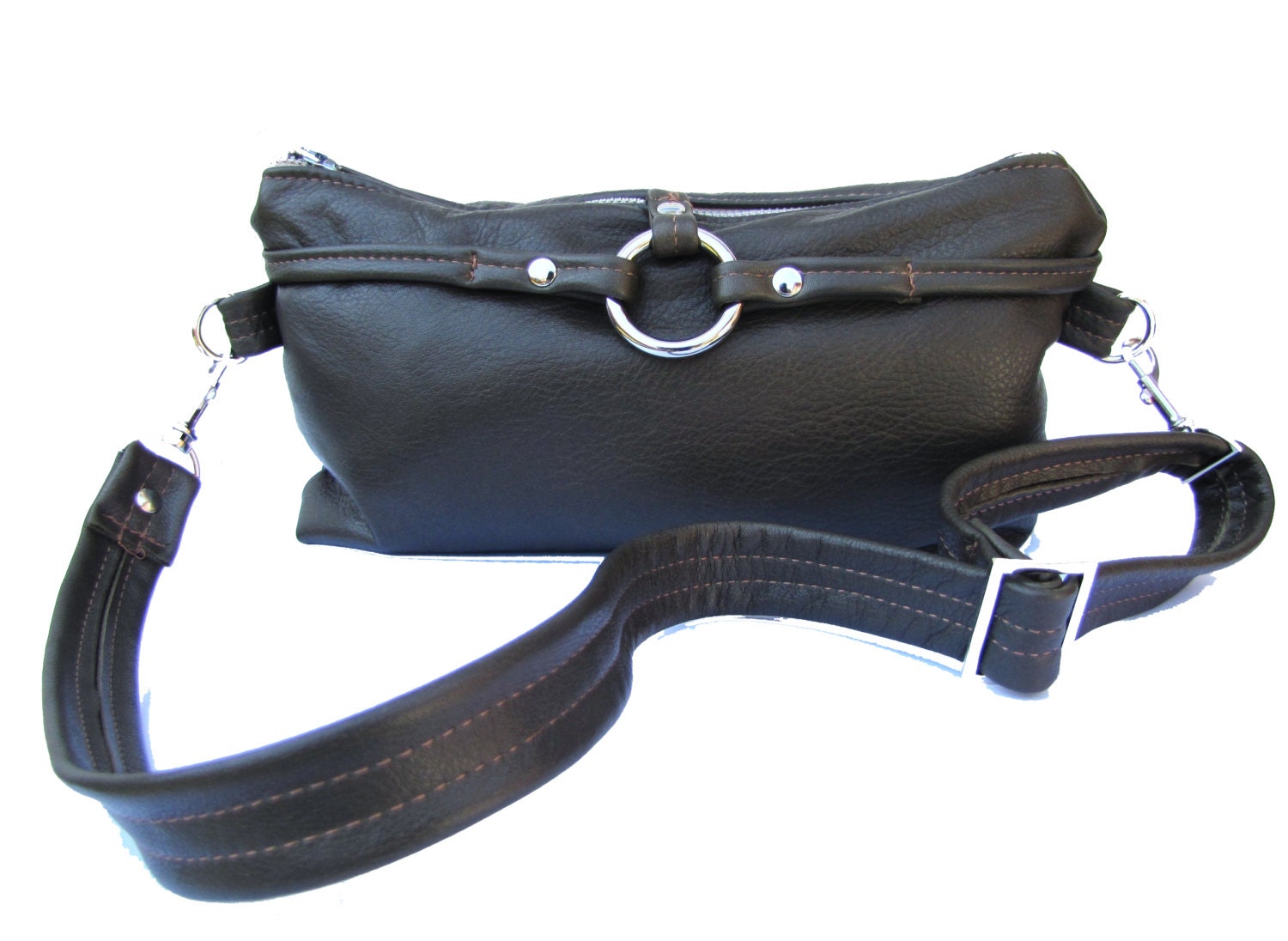 Leather Fanny Pack - Olive green hand free waist pouch
