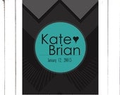 Custom Love Print,  Chevron Brown Geometric Teal Anniversary Present, Wedding, Subway Art, 8X10 Personalized Wedding, Gift For him