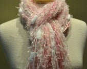 Fringie in Awareness - All Fringe Scarf - Multitextural hand-tied fringe scarf or photo prop, pink and white, breast cancer