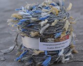 Custom Blend Yarn - 130 yds, Two ply multitextural pom - flag novelty fiber and soft acrylic blend by rockpaperscissorsetc