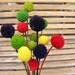 8 dyed Craspedia short stems-DRIED Billy Balls-Billy Buttons-Orange and Green Wedding Flowers-Bundle of 8 cut short on 6"- 8" stems