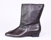 chocolate brown 80s leather ankle boots / size 7