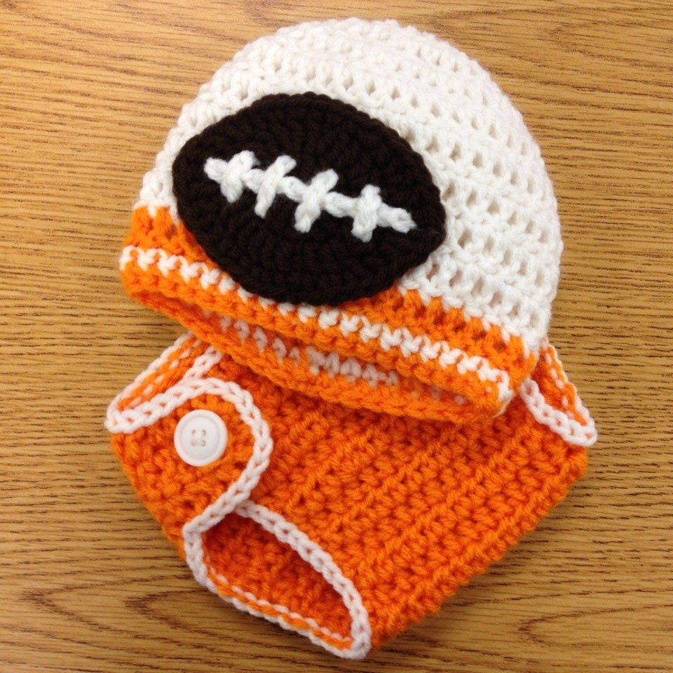 Crochet Newborn Diaper Cover and Team Colors Beanie (choose your team) featured in University of Tennessee