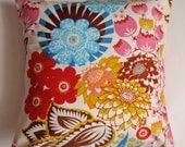 Throw Pillow Cover - 16X16" sewn with Anna Maria Horner's Summer Totem in Tart - Lou Lou Thi Collection - Whimsical Floral Pillow Cover