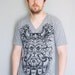 Jungle Junkie - mens tri-blend V-neck leopard jaguar t-shirt - by Bark Decor