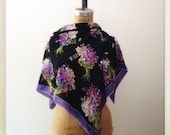 vintage silk scarf / 1950s silk scarf / A Handful of Violets scarf