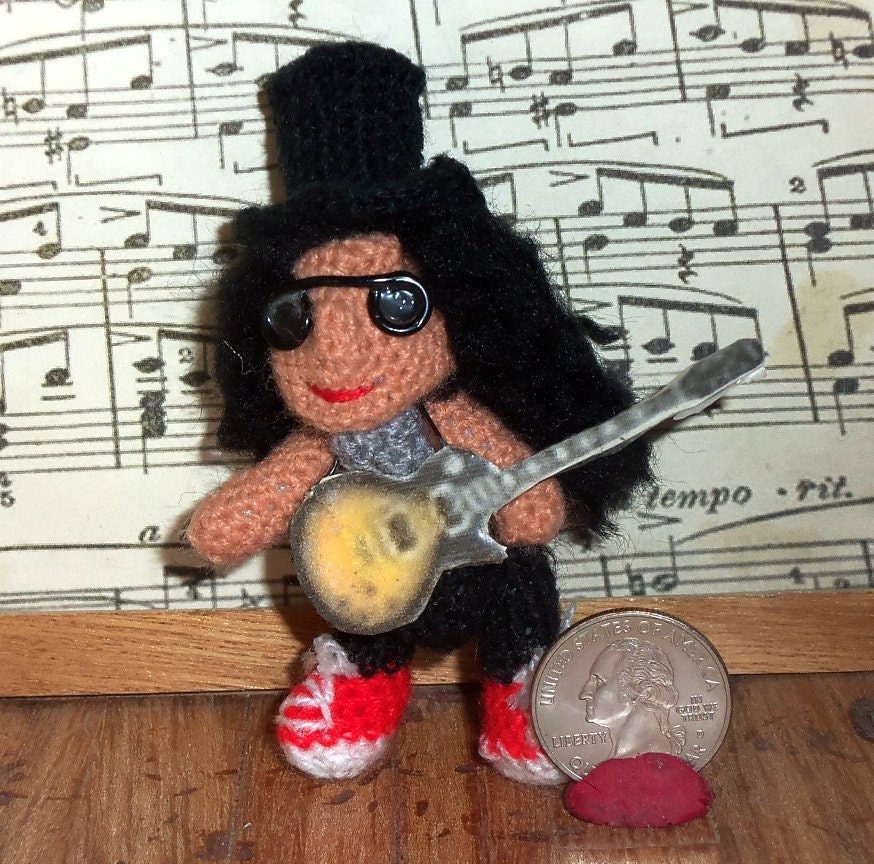 Slash Miniature Doll Thread Artist Crochet Guns n Roses Ready to Ship