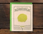 Lettuce Seeded Letterpress Greeting Card - Vegetable Garden Plantable Eco Stationery