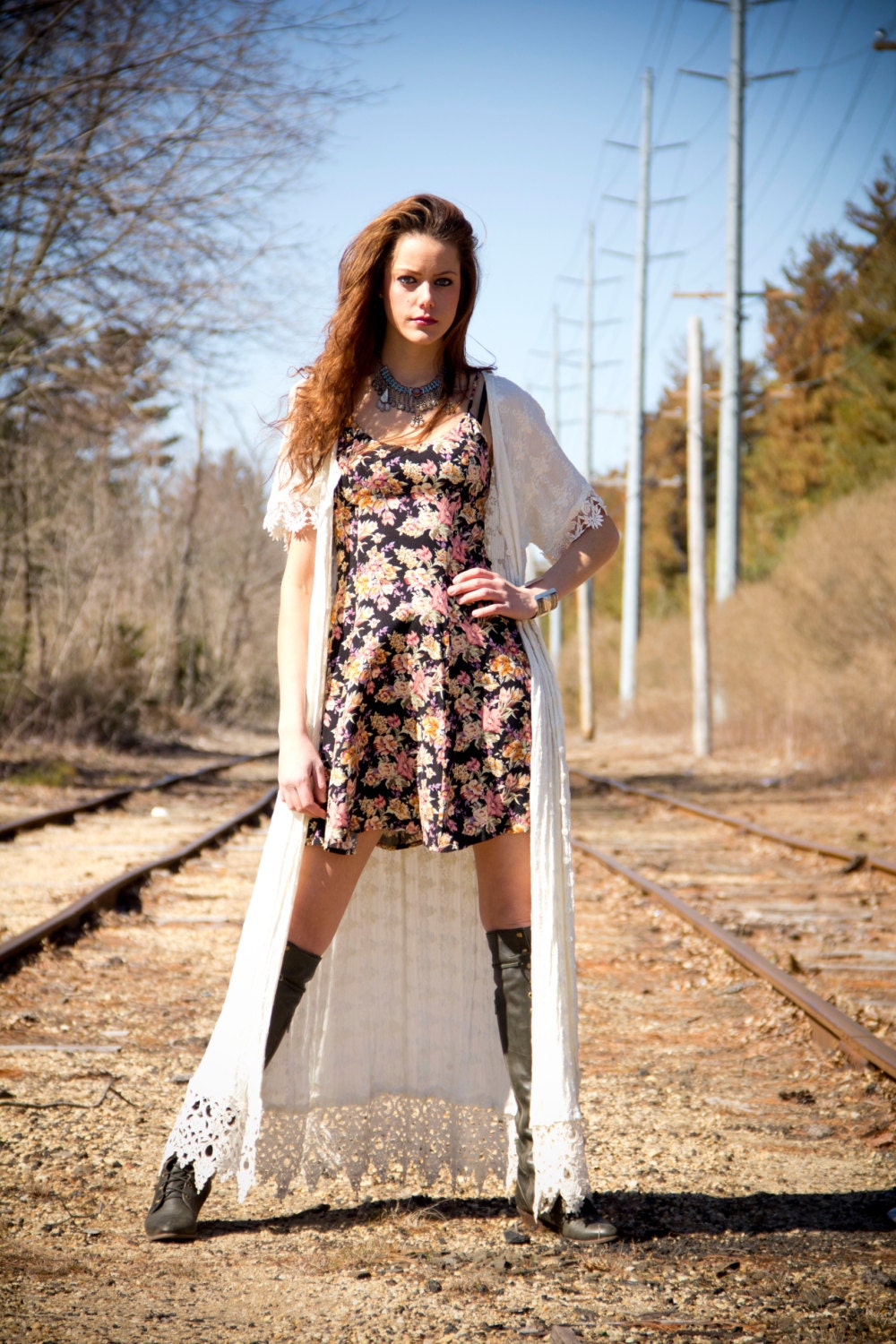 Vintage 90s Black Floral Mini Dress Mauve FLOWER Print Sundress