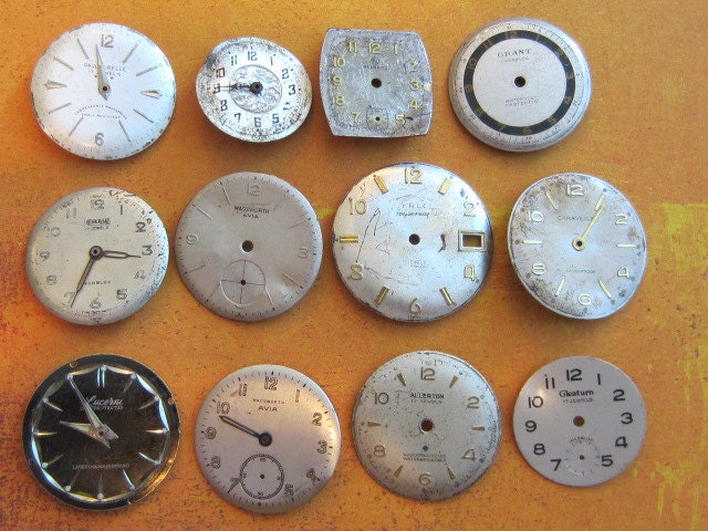 Watch Faces - Featured - Vintage Antique Watch faces -  Assortment Faces - Steampunk - Scrapbooking n7