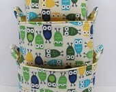 NEW Fabric Organizer Basket Storage Container Bin - Set of 3 - Urban Zoologie Owls
