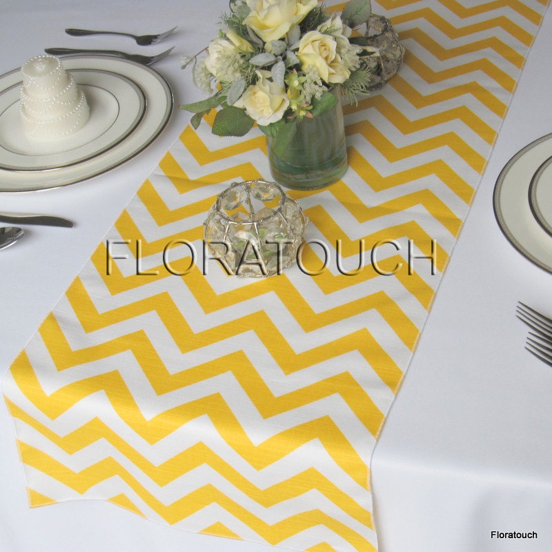 chevron yellow Zigzag and Yellow runner table Runner White Table by floratouch Chevron Wedding