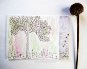 Spring Tree ACEO mini mixed media original fine art trading card by Knee Deep Originals