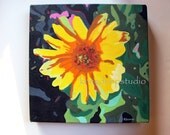 Abstract Sunflower painting 12x12 fine art oil on canvas summer flower garden contemporary wall decor