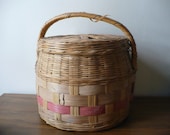 Large Charming Woven Basket with Lid