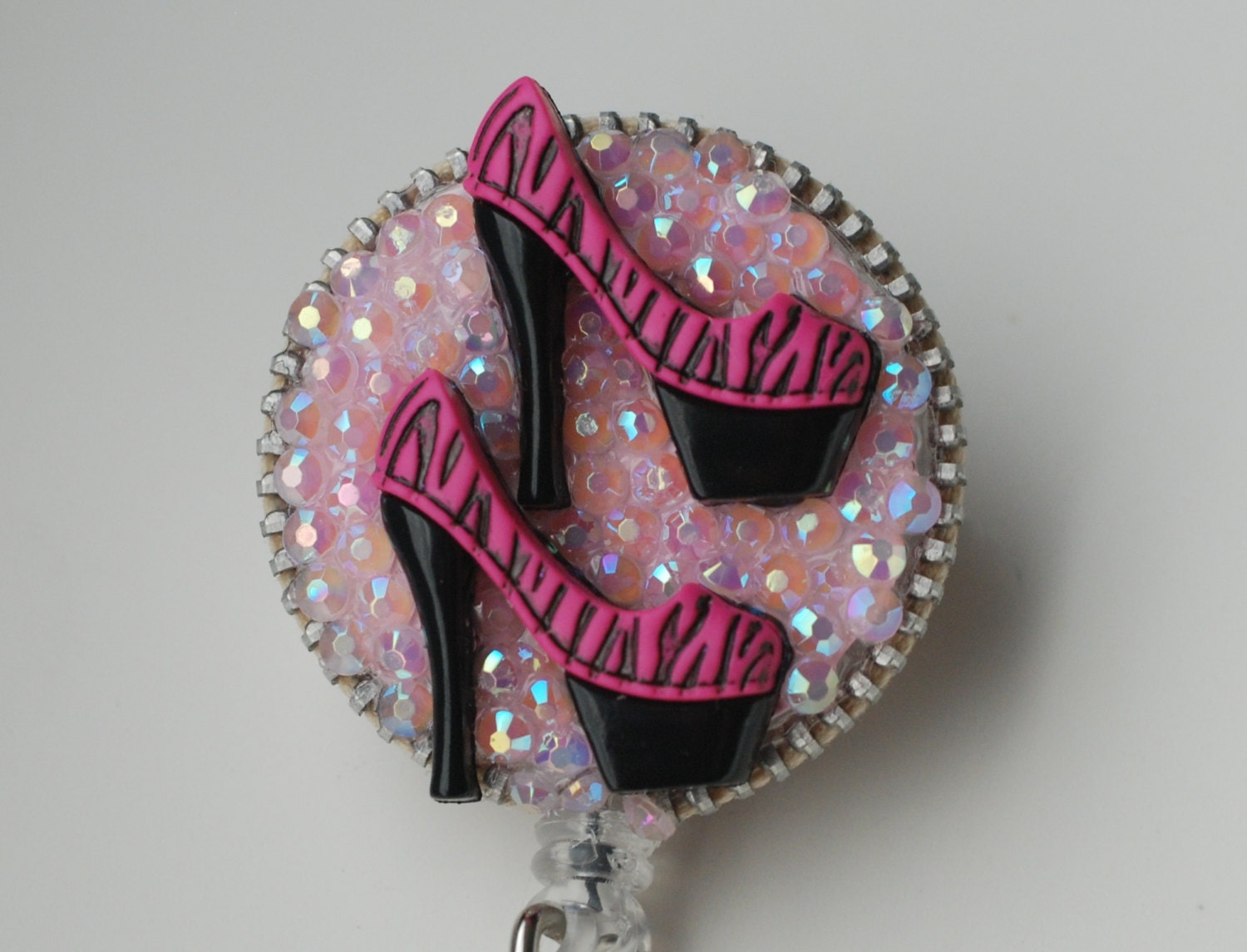 Stylin' In My Stilettos Vintage Zipper ID Badge Reel - RN Badge Holder - Retractable ID Badge Holder